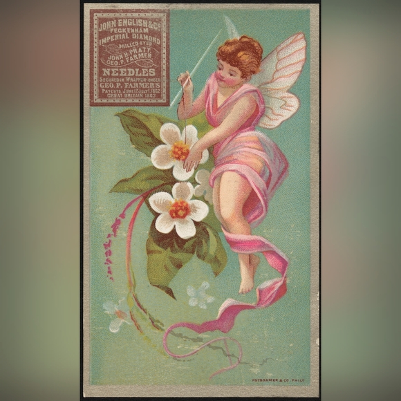 Vintage Other - Vintage Angel and Flowers Art Print